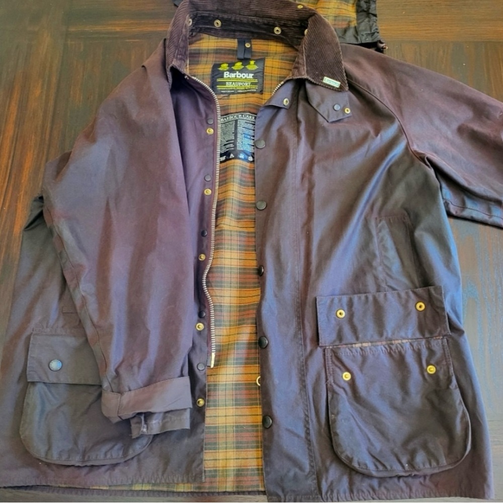 Barbour Brown Waxed Cotton Field Jacket with Tartan Lining